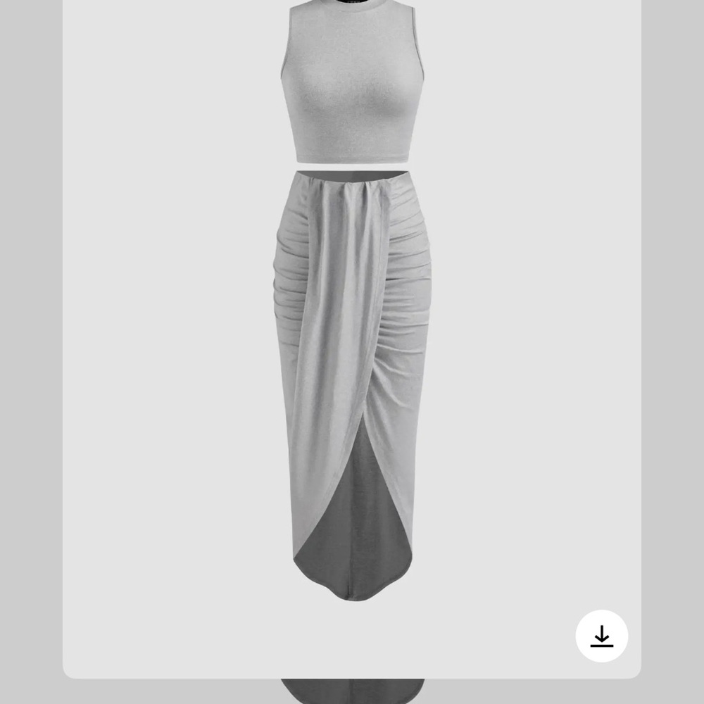 CIDER | Elegant Gray skirt and crop top set
